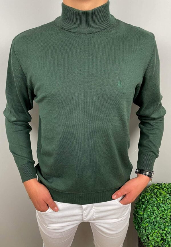 Męski sweter półgolf zielony