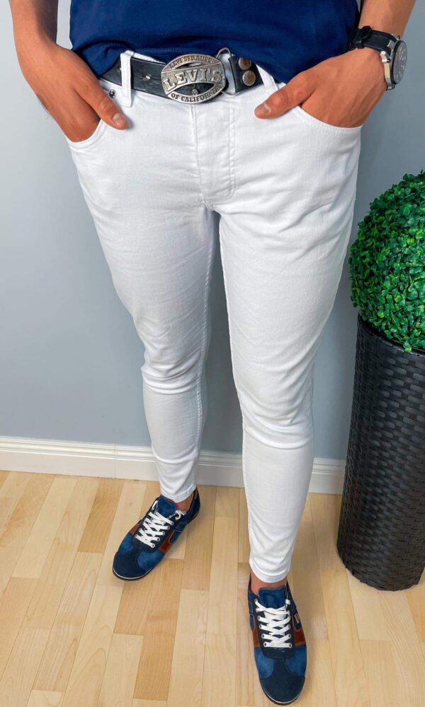 Gładkie białe jeansy męskie