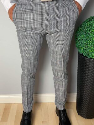 Szare eleganckie spodnie w kratę