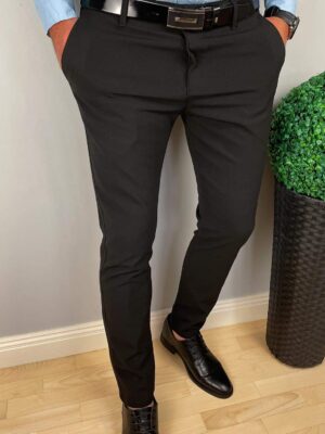 Czarne eleganckie spodnie męskie 