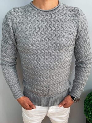 Męski gruby sweter w kolorze szarym