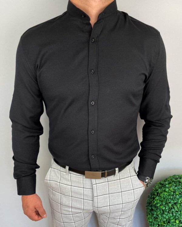 Koszula męska oxford czarna ze stójką